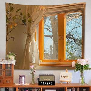 Tapestry Decor Home Aesthetic Ins Window Scenery Couple Hanging Wall Background Cloth