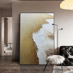 Custom Handmade Oil Painting Abstract Beach Wall Decor Poster Acrylic Unframed Mural Hanging In Living Room Bedroom Porch Hotel