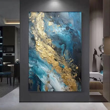 Cargar imagen en el visor de la galería, Handmade Gold Foil Acrylic Oil Painting On Canvas Home Decoration Wall Art Abstract Poster Hang Picture For Living Room Bedroom