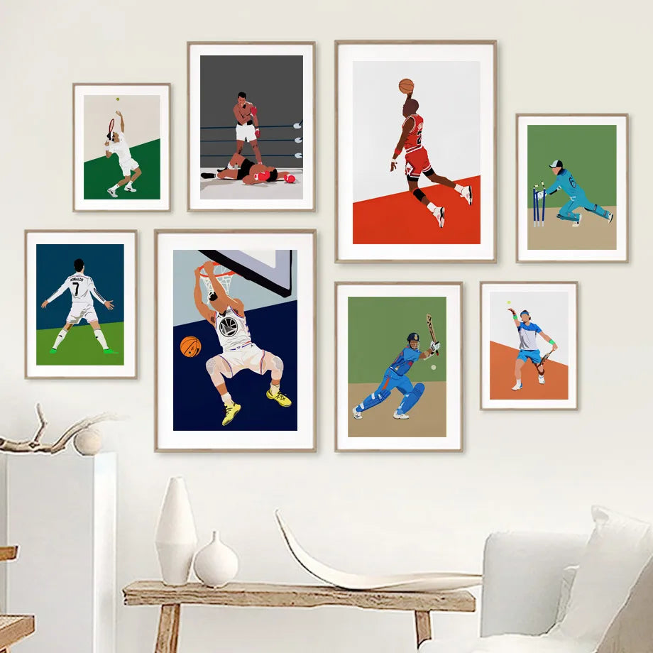 Calcio Basket Tennis Baseball Boxe Pop Art Canvas Painting Nordic Poster e stampe Immagini a parete per la decorazione del soggiorno