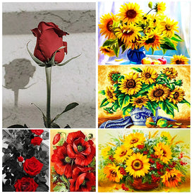 YOUQU DIY 5d Diamond Painting Flower Full Round/square Rhinestone Sunflower Mosaic Diamond Embroidery Rose Home Decoration