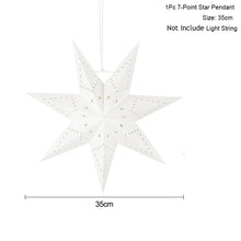 Carica l&#39;immagine nel visualizzatore della Galleria, Grande stella scavata a LED con luce a sospensione per feste, ornamento luminoso con stella 3D, lanterna di carta, decorazione per la casa, lampada per vacanze di nozze