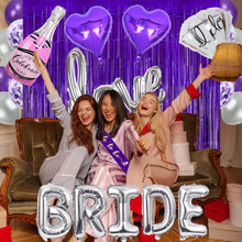 Загрузите изображение в программу просмотра галереи, Cheereveal тема для невесты, фиолетовое украшение для девичника, кольцо для невесты, кольцо из фольги, воздушный шар, занавеска для свадебного душа, принадлежности