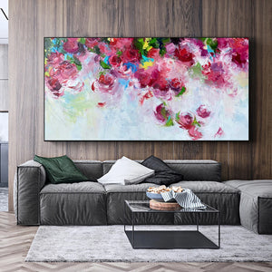 Hand Painted Canvas Oil Painting Cuadros Grandes Modern Abstract Salon Bar Home Bedroom Wall Art Decorationmural Handmade Flower