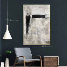 Cargar imagen en el visor de la galería, Black White Abstract Texture Oil Painting Handmade Canvas Decoration Poster Living Room Bedroom Study Wall Art Acrylic Picture