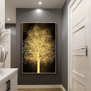 Luxury Gold Tree Posters Wall Art Canvas Painting Cuadros Decorativos Prints Pictures for Living Room Home Decor No Frame