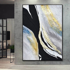 Beautiful Abstract Gold Foil Oil Painting Handmade Canvas Decorative Poster Modern Wall Art Custom Mural for Living Room Porch