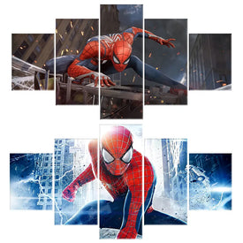5 pannelli poster Marvel Avengers film Spiderman Fight immagini acquerello dipinto su tela arte della parete per la decorazione della camera da letto dei bambini