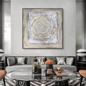 Nordic Abstract Canvas Painting Gold Circle Picture Interior Decor Handmade Acrylic Art Hanging Poster For Living Room Bedroom