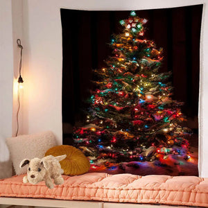 Tapiz colgante de pared de árbol de Navidad, decoración de tela de fondo, Mural, toalla, manta, decoración del hogar, tapices estampados de poliéster, arte