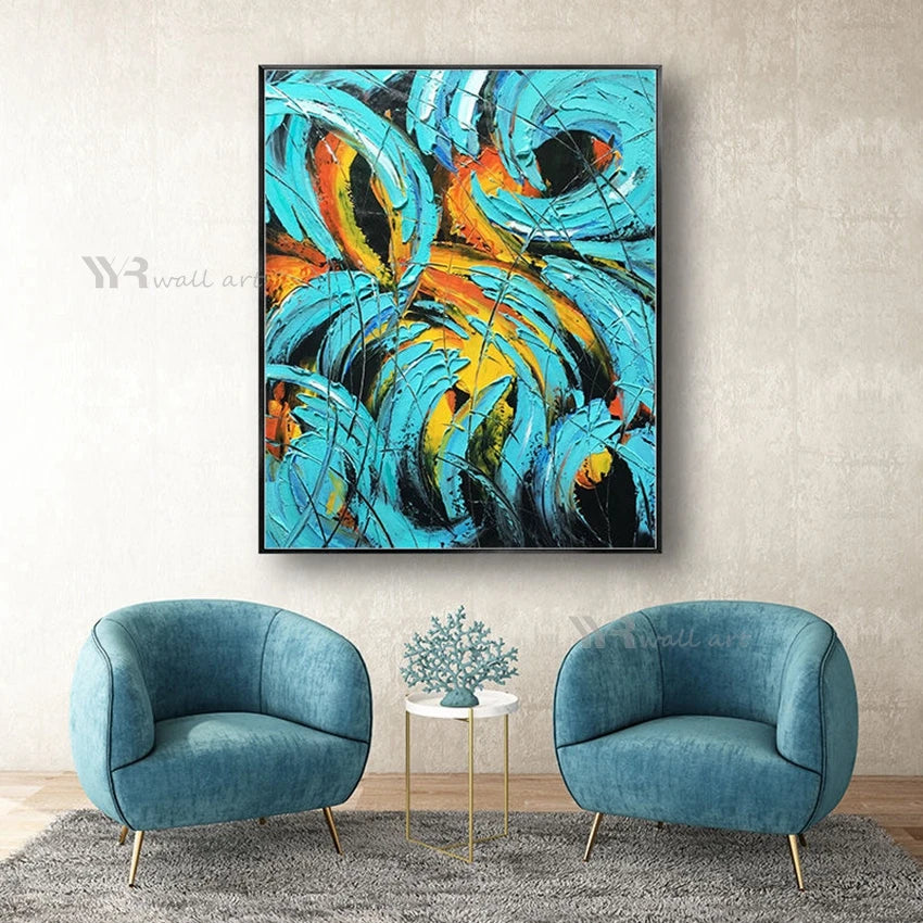 Unique Texture Abstract Wall Oil Painting Pop Art Canvas Decorative Mural Hand Painted Acrylic Poster for Living Room Bedroom