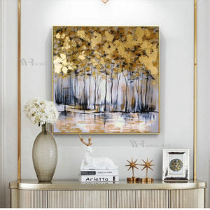 Hand Painted Abstract Trees Oil Painting On Canvas Modern Wall Art Hanging Picture Nordic Home Hotel Restaurant Aesthetics Mural