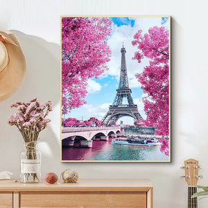 Pintura de diamante 5D de paisaje, Torre Eiffel, monte Fuji, lago, mosaico de diamantes, playa, bordado de diamantes de imitación, decoración del hogar, mosaico DIY