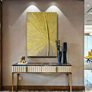 Gold Decor Oil Painting Modern Home Living Room Abstract Unique Art Mural Handmade Gold Foil Luxury Canvas Wall Aesthetic Poster