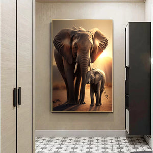 Elefante astratto Tramonto Animale Art Poster e stampa su tela Pittura Africa Wild Life Immagine da parete per soggiorno Decorazioni per la casa