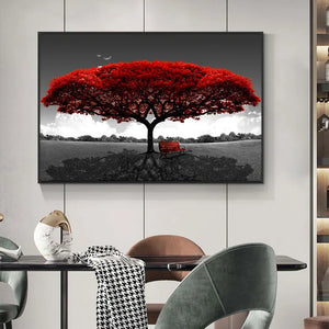 Leinwand-Malerei, Wandkunst, rote Baum-Pflanze, Poster und Drucke, Wandbilder für Wohnzimmer, Dekoration, Heimdekoration, rahmenlos