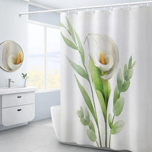 Carica l&#39;immagine nel visualizzatore della Galleria, Purple Hydrangea Flower White Shower Curtain Landscape 3D Green Plant Waterproof Polyester Bathroom Curtains Bath Screen Decor