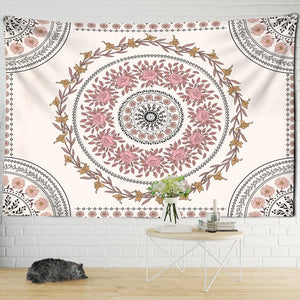Tapiz de Mandala de flores rosas para colgar en la pared, estética Hippie bohemia, arte para habitación, decoración del hogar, tela de fondo