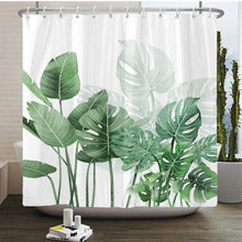 Cargar imagen en el visor de la galería, Cortinas de baño de flores, pájaros y plantas europeas, cortina de ducha impermeable, decoración de baño con impresión 3D con gancho, mampara de baño