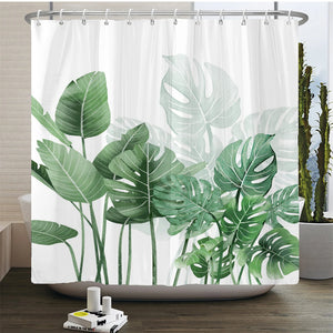 Cortinas de baño de flores, pájaros y plantas europeas, cortina de ducha impermeable, decoración de baño con impresión 3D con gancho, mampara de baño