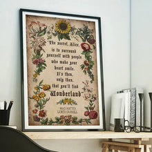 Laden Sie das Bild in den Galerie-Viewer, Inspirierendes Zitat Alice im Wunderland Poster Drucke Leinwand Malerei Cartoon Retro Wandkunst für Wohnzimmer Heimdekoration