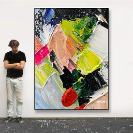 Безрамный льняной холст ручной работы Абстрактная текстура ножа Абстрактная картина маслом Холст Настенный декор Искусство Лидер продаж Акриловое искусство