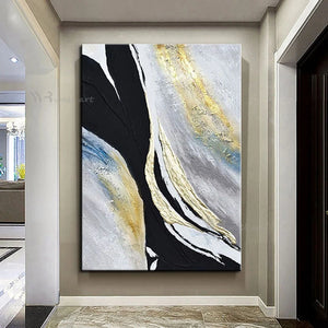 Beautiful Abstract Gold Foil Oil Painting Handmade Canvas Decorative Poster Modern Wall Art Custom Mural for Living Room Porch