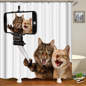 Rideau de douche en Polyester imperméable, motif chat mignon, avec crochets, pour baignoire, écrans de salle de bains, décoration de maison, rideaux de bain de grande taille