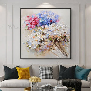 Home Decor Supplies 3D Texture Mural Wall Art Canvas Abstract Acrylic Floral Handmade Oil Painting for Dining Room Bedroom Study