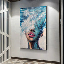 Load image into Gallery viewer, Beautiful Blue Ocean Girl Wall Picture Interior Decor Handmade Acrylic Oil Painting On Canvas Artwork Hanging Poster For Room