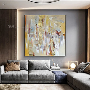 Wall Art Abstract Oil Painting Square Decor Poster Handmade Canvas Texture Mural Living Room Bedroom Restaurant Custom Picture