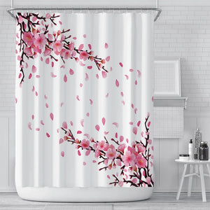 Rideau de douche à fleurs roses, doublure de Style asiatique et japonais, rideau de douche en fleurs de cerisier, imperméable, imprimé 3D