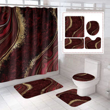 Cargar imagen en el visor de la galería, Flash Pink Marble Shower Curtains Shiny Decor for Bathroom Polyester Fabric Decorative Bath Screen Toilet Cover Carpet WC Sets