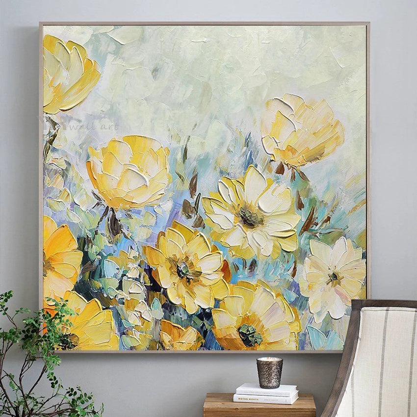 Home Aesthetics Decoration Mural Abstract 3D Flowers Art Canvas Wall Poster Handmade Oil Painting Restaurant Bedroom Living Room