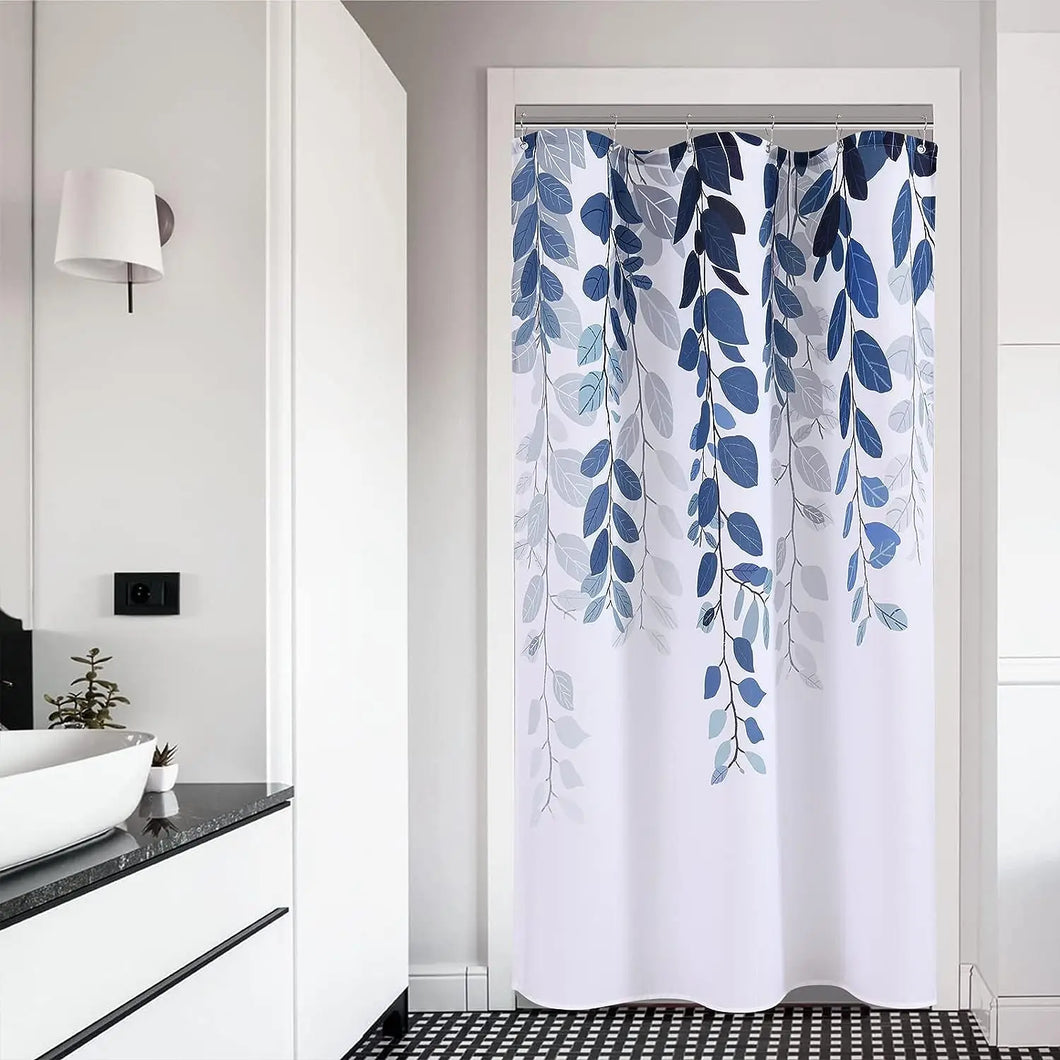 Cortina de ducha de lavanda con ganchos, tela de poliéster impermeable, planta Floral púrpura, cortinas para bañera y baño