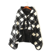 Charger l&#39;image dans la galerie, Couverture polaire à carreaux portable avec bouton en Polyester, jeté chaud d&#39;hiver sur le canapé-lit, voyage, chambre à coucher épaisse, gris