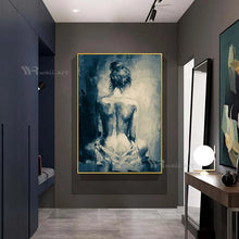 Laden Sie das Bild in den Galerie-Viewer, Wall Art Decor Oil Painting 100% Handmade Canvas Poster Abstract Girl Back Hanging Picture Sofa Salon Porch Bedroom Custom Mural