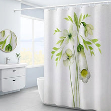 Carica l&#39;immagine nel visualizzatore della Galleria, Purple Hydrangea Flower White Shower Curtain Landscape 3D Green Plant Waterproof Polyester Bathroom Curtains Bath Screen Decor