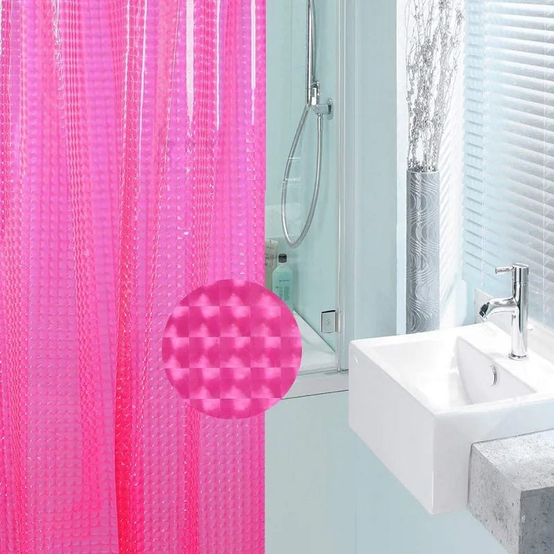 Cortina de ducha de color rosa, cortinas impermeables EVA 3D para baño, 180x180cm