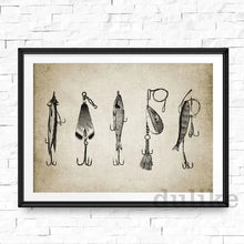 Cargar imagen en el visor de la galería, Póster Artístico en lienzo para pared de pesca con caña, pintura de razas de peces, imagen de pared de peces de agua dulce, regalo de pescador, decoración de cueva para hombre