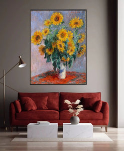 Bouquet of Sunflowers,1880 by Claude Monet Oil Paintings Replica Handpainted Impressionism Flower Painting on Canvas Wall Decor