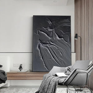 Arte abstracto pintado a mano, textura acrílica, arte de pared, lienzo blanco y negro, pintura al óleo abstracta moderna, decoración hecha a mano