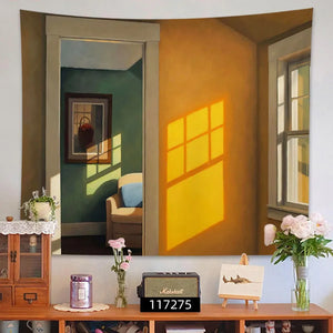 Tapiz decoración hogar estético Ins ventana paisaje pareja colgante pared fondo tela