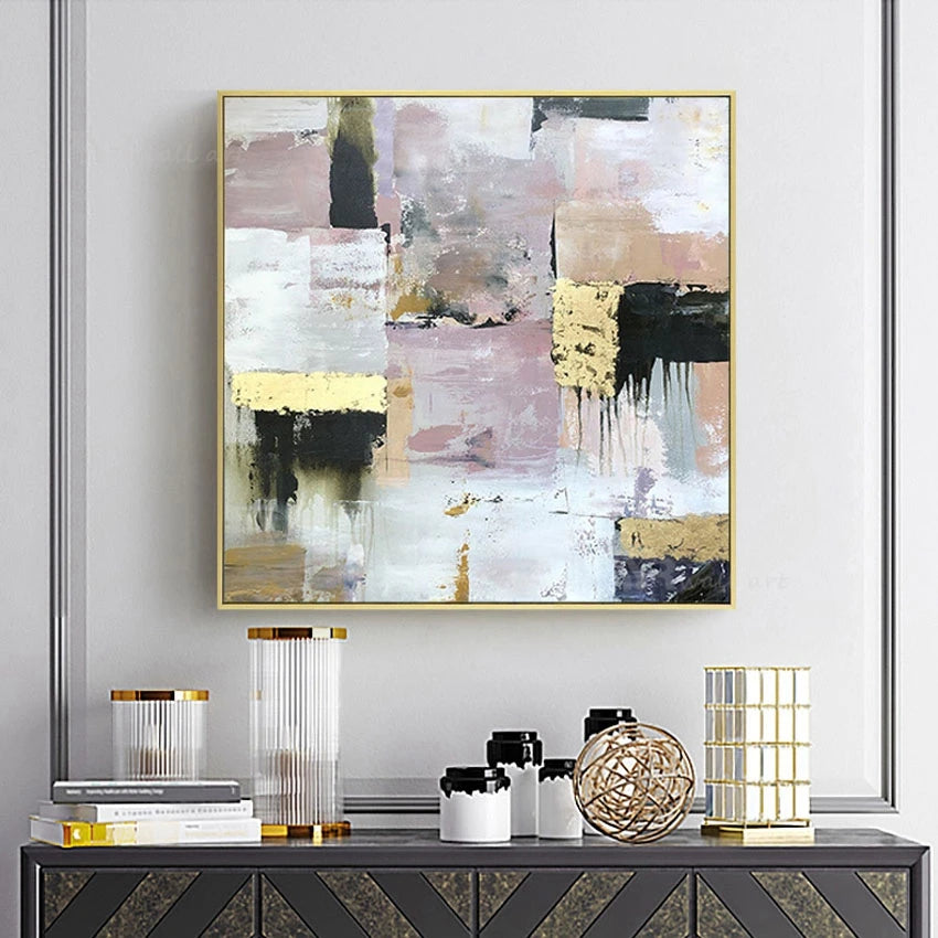 One Piece Nordic Abstract Gold Wall Poster Interior Decor Hand drawn Canvas Oil Painting Hang Picture For Living Room Bedroom