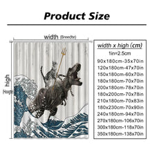 Загрузите изображение в программу просмотра галереи, Занавески для душа с мультяшными животными, забавные занавески для купания, динозавра, милый черный домашний любимец, кошка, цветы, растения, листья, детский декор для ванной, тканевые шторы
