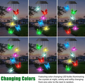Solar Wind Bell Lamp Garden Solar Lights Chimes Waterproof Crystal Ball LED Hanging Lamp for Garden Outdoor Christmas Decoration