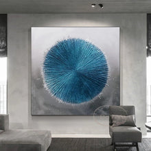 Carica l&#39;immagine nel visualizzatore della Galleria, Modern decor Blue Wall Art Poster Pure Hand-Painted Canvas Oil Painting hallway hanging Poster light luxury living room mural