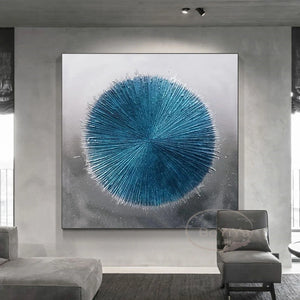 Modern decor Blue Wall Art Poster Pure Hand-Painted Canvas Oil Painting hallway hanging Poster light luxury living room mural