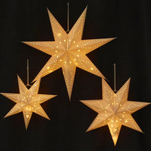 Carica l&#39;immagine nel visualizzatore della Galleria, Grande stella scavata a LED con luce a sospensione per feste, ornamento luminoso con stella 3D, lanterna di carta, decorazione per la casa, lampada per vacanze di nozze