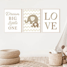 Cargar imagen en el visor de la galería, Nombre personalizado, letra inicial, pintura en lienzo, elefante, animales, bebé, guardería, arte de pared, póster, imágenes, decoración del hogar para habitación de niños y dormitorio